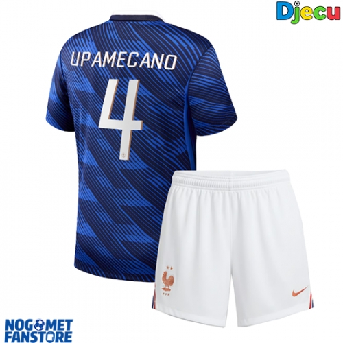 Francuska Dayot Upamecano #4 Domaci Dres za djecu SP 2026 Kratak Rukav (+ Kratke hlače)
